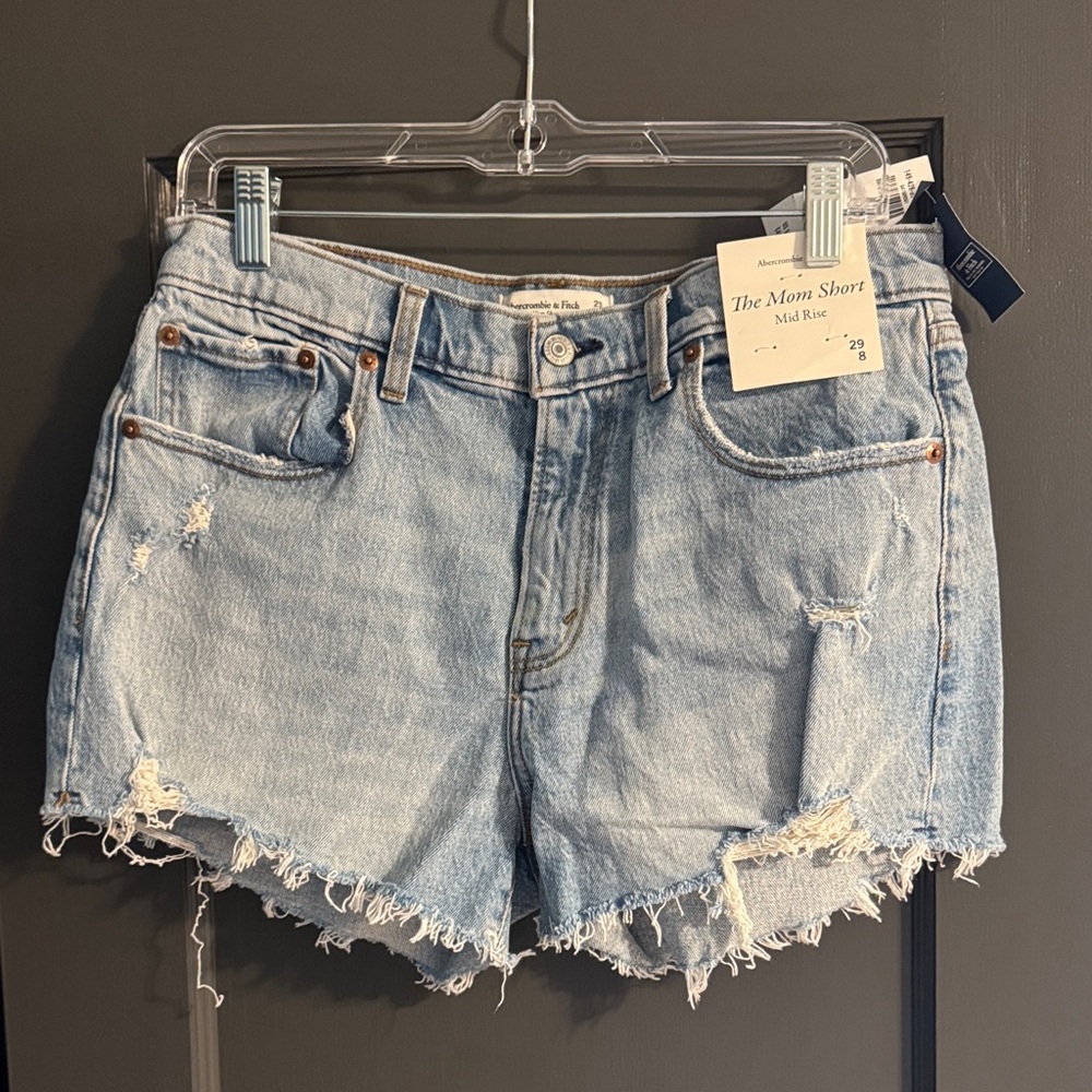 Abercrombie & Fitch Distressed Light Blue Jean Shorts
